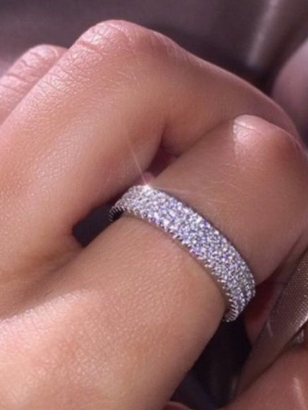 *NEW 925 Silver Diamond Triple Full Eternity Ring